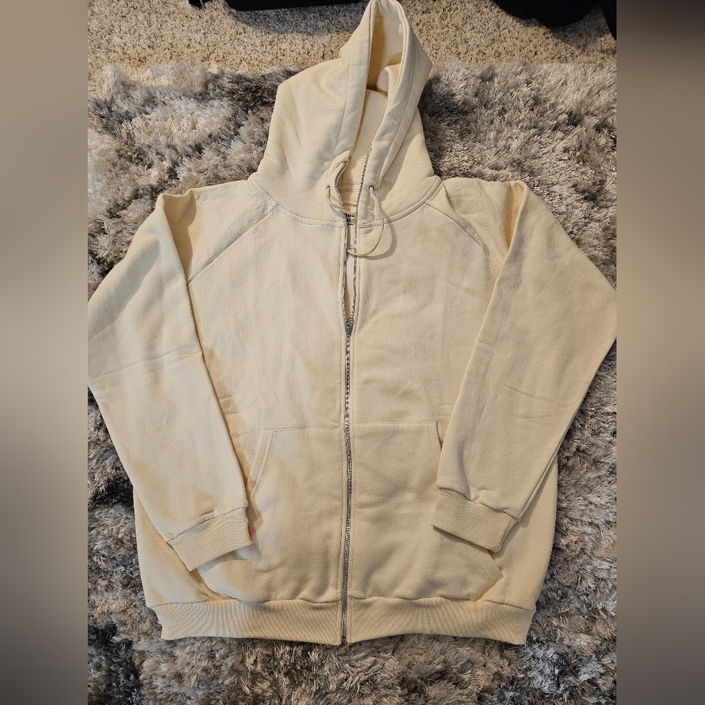 C'est Normal Zipped Men's Hoodie Size XXL Color: Cream